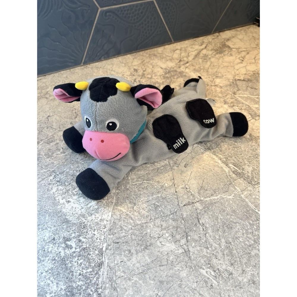Baby Einstein Plush Cow Toy Crinkle Flap Sensory Learning Stuffed Animal
